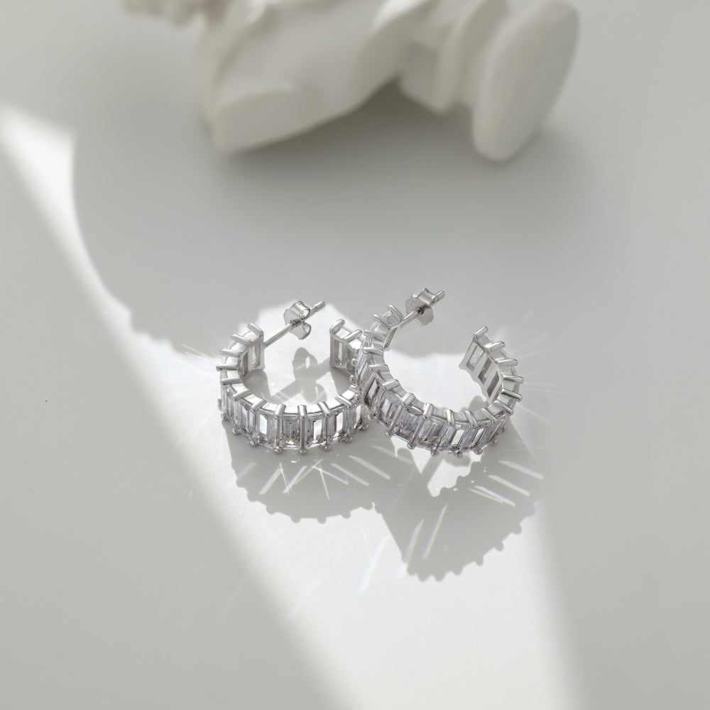 ARA Emerald Cut Hoop Earrings