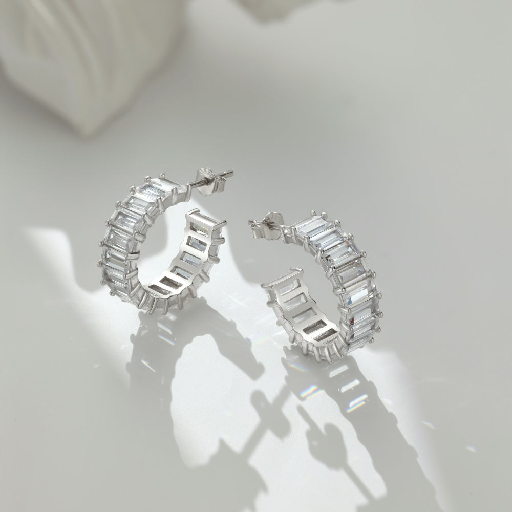 ARA Emerald Cut Hoop Earrings
