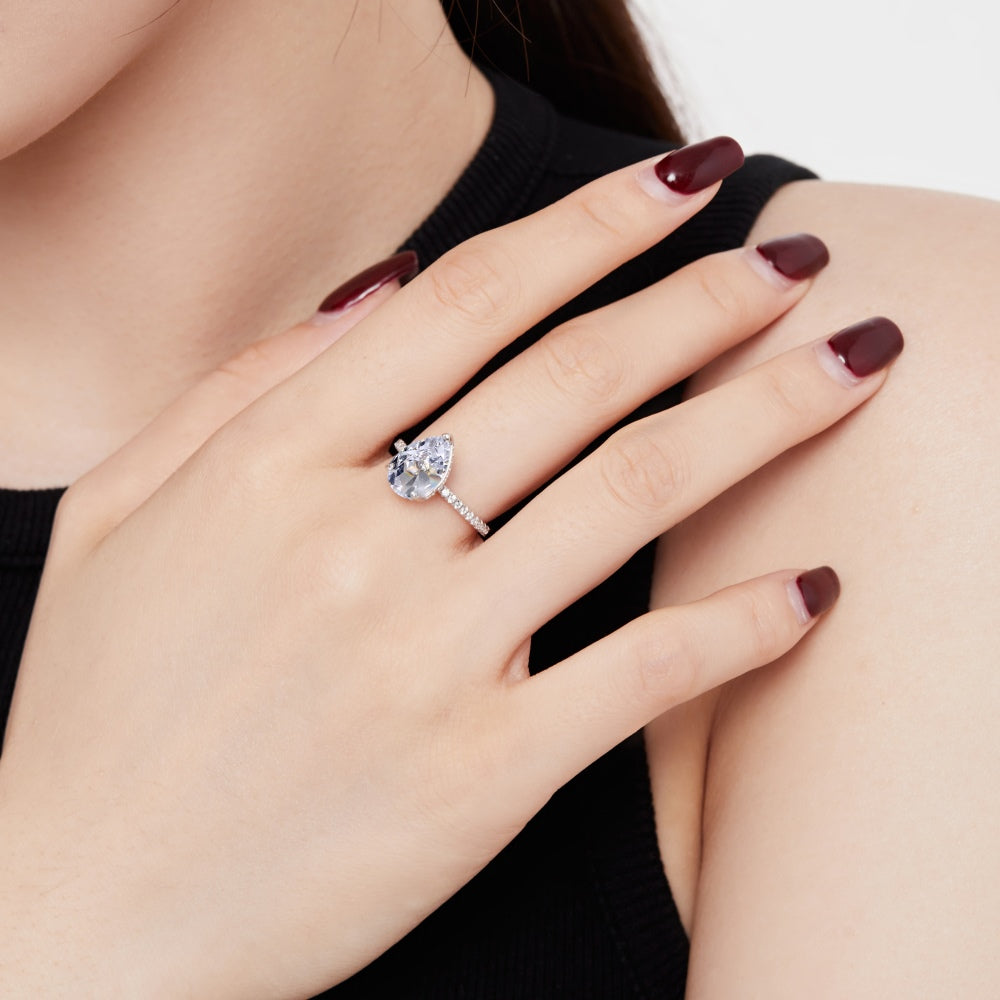 MAYA 3 Ct. Half Pave Pear Cut Ring