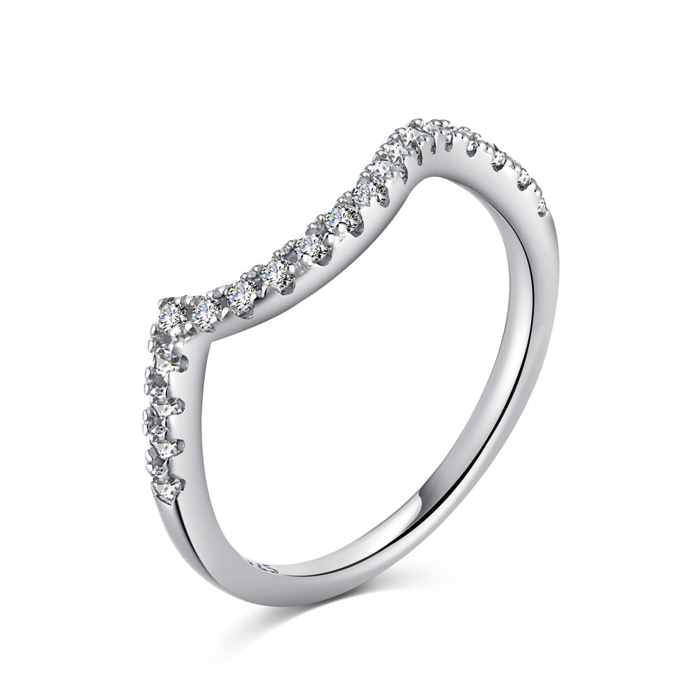 Wave Half Pave Stacker Ring
