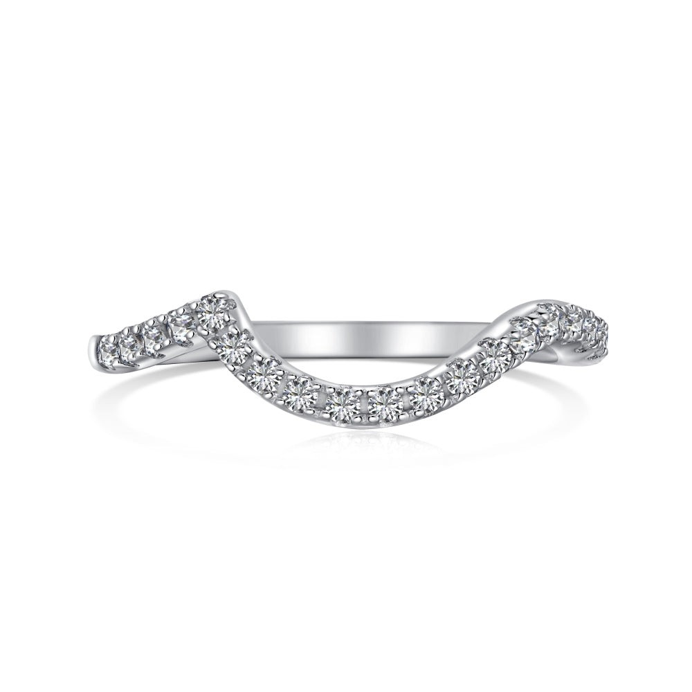 Wave Half Pave Stacker Ring