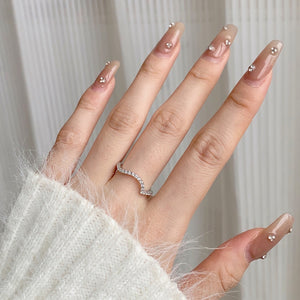 Wave Half Pave Stacker Ring