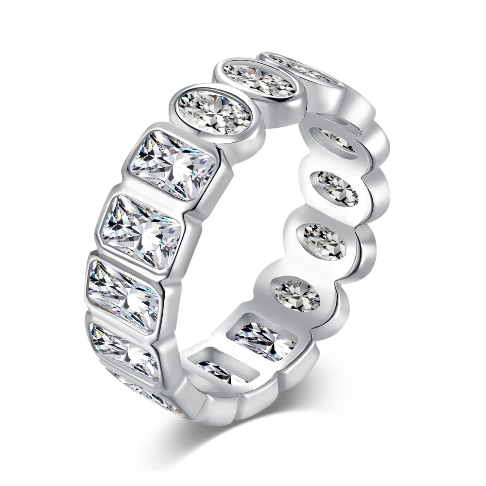Cici Half Oval Half Brilliant Bezel Eternity Ring