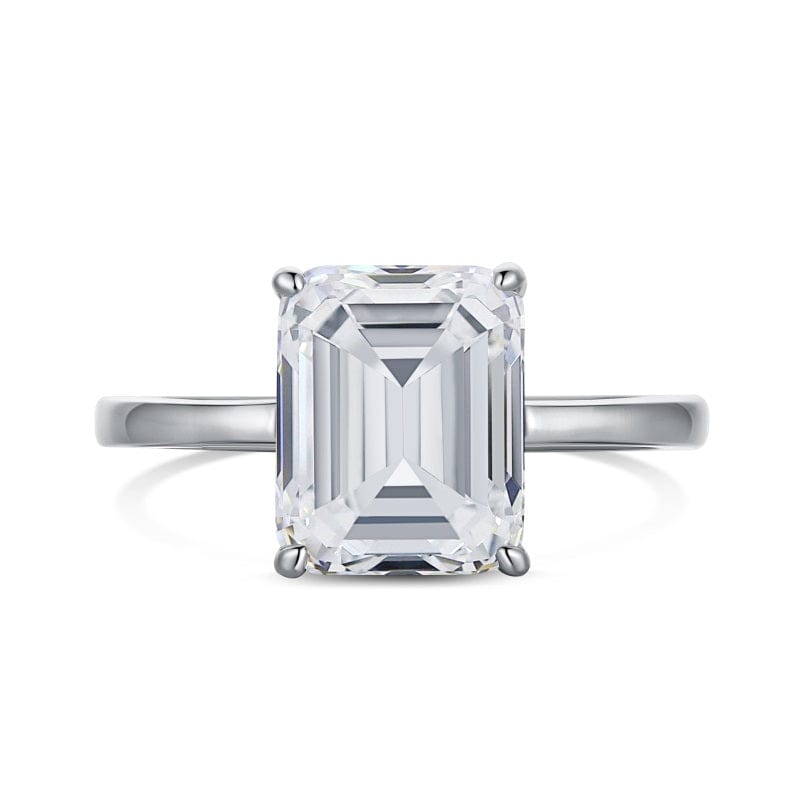 Emerald Cut Three Stone Engagement Ring With Princess Side Stones - Eva -  Sylvie Jewelry