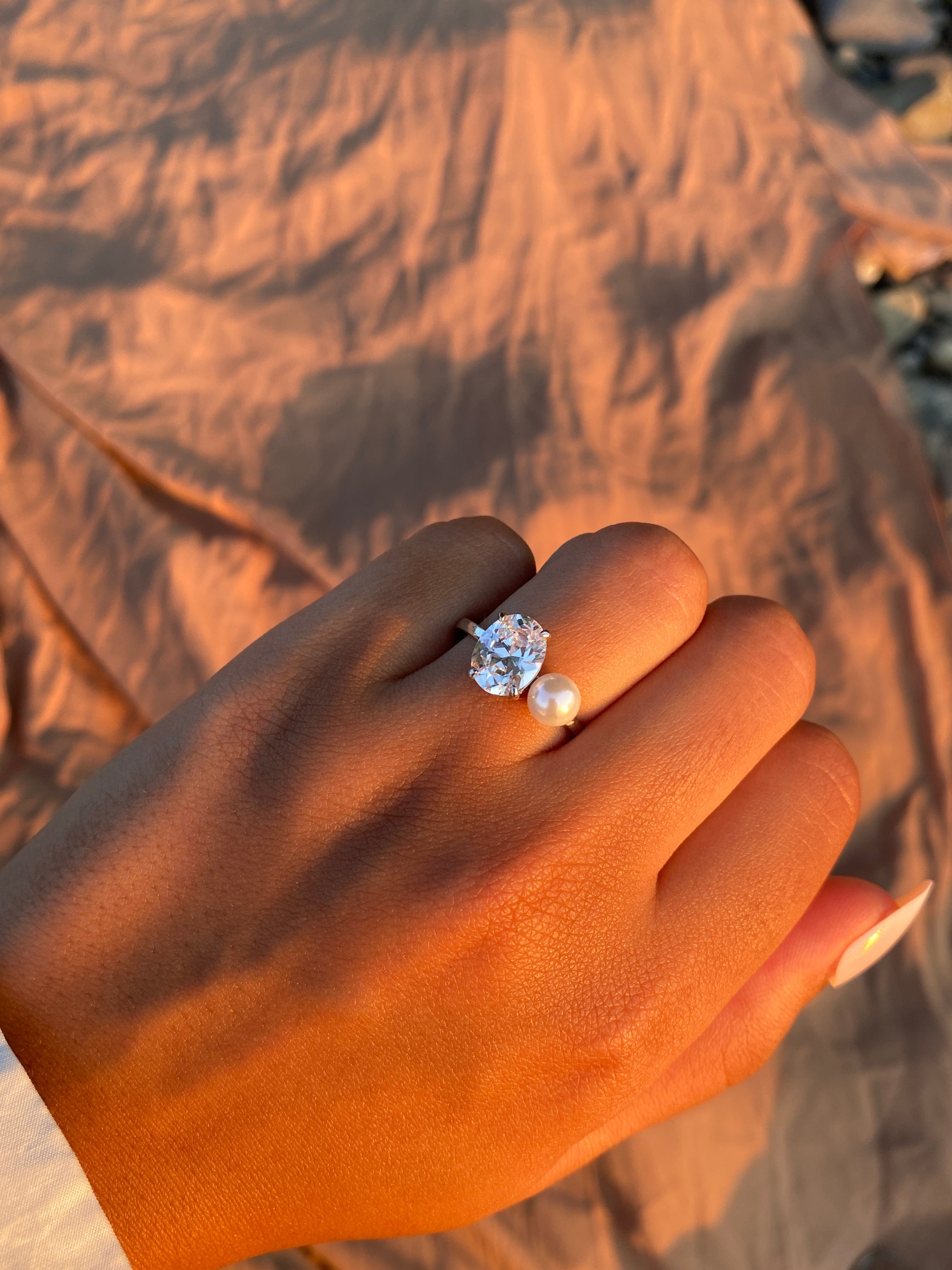 ARIANA 2.5 ct. Toi Et Moi Pearl Ring