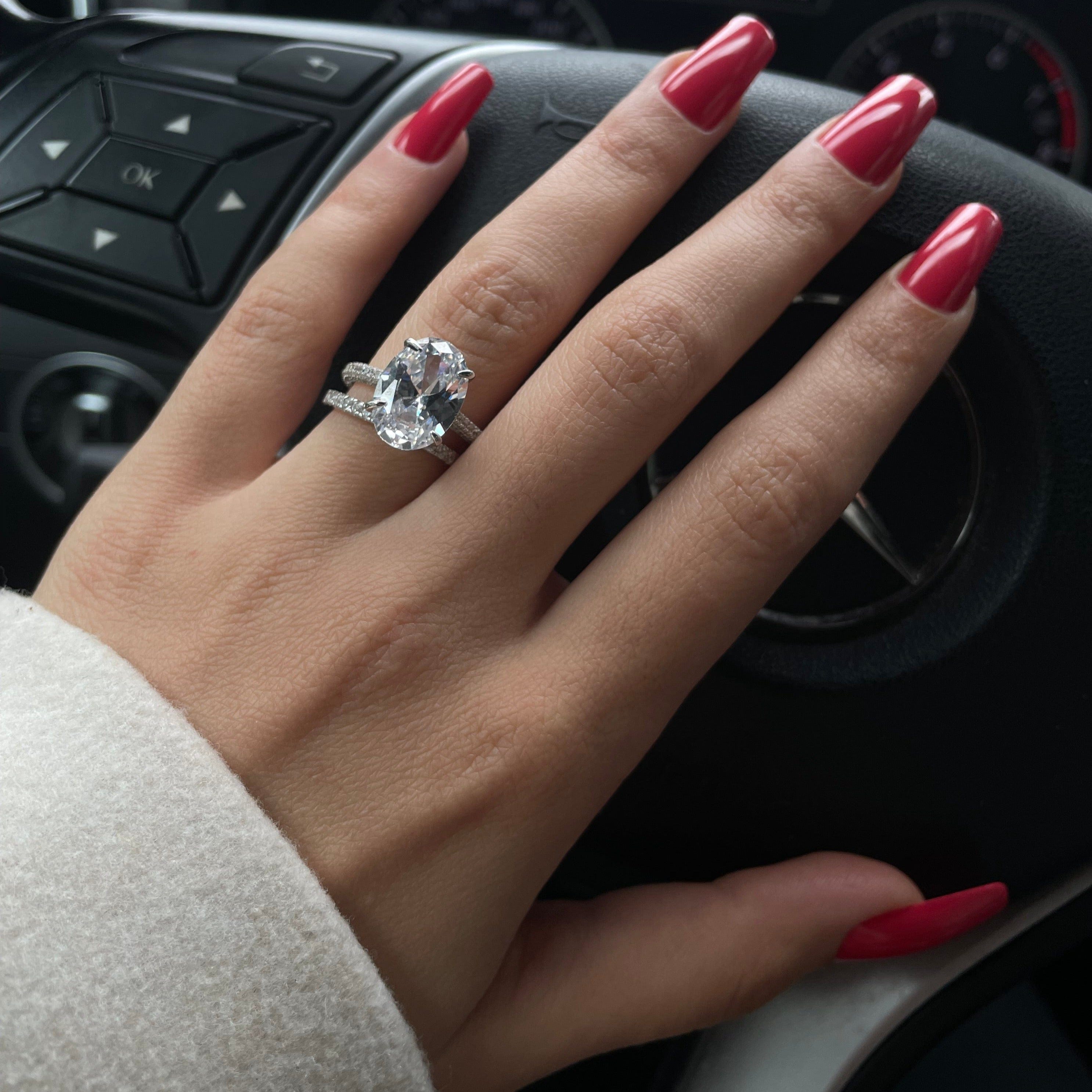 BERLIN 5 ct. Oval Pave Ring – Two Pearls Shop