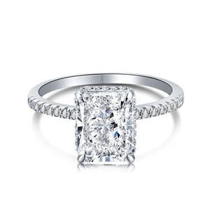 3.5 ct - Halo Radiant Cut Crushed Ice Ring