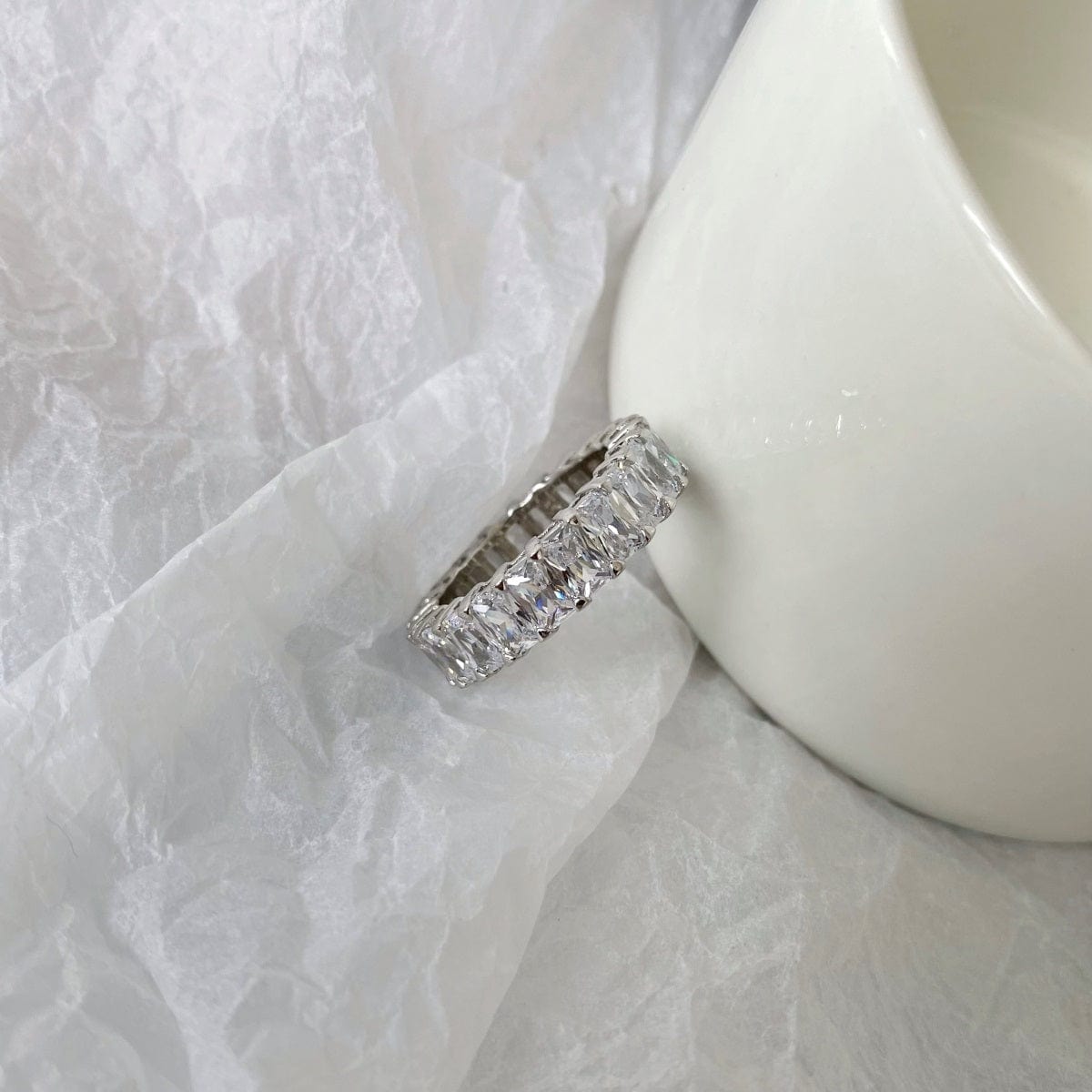 SANTORINI 9 ct. Radiant Eternity Silver Ring
