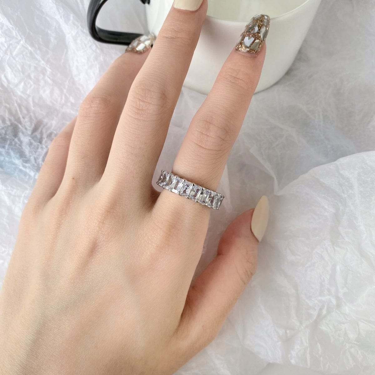 SANTORINI 9 ct. Radiant Eternity Silver Ring