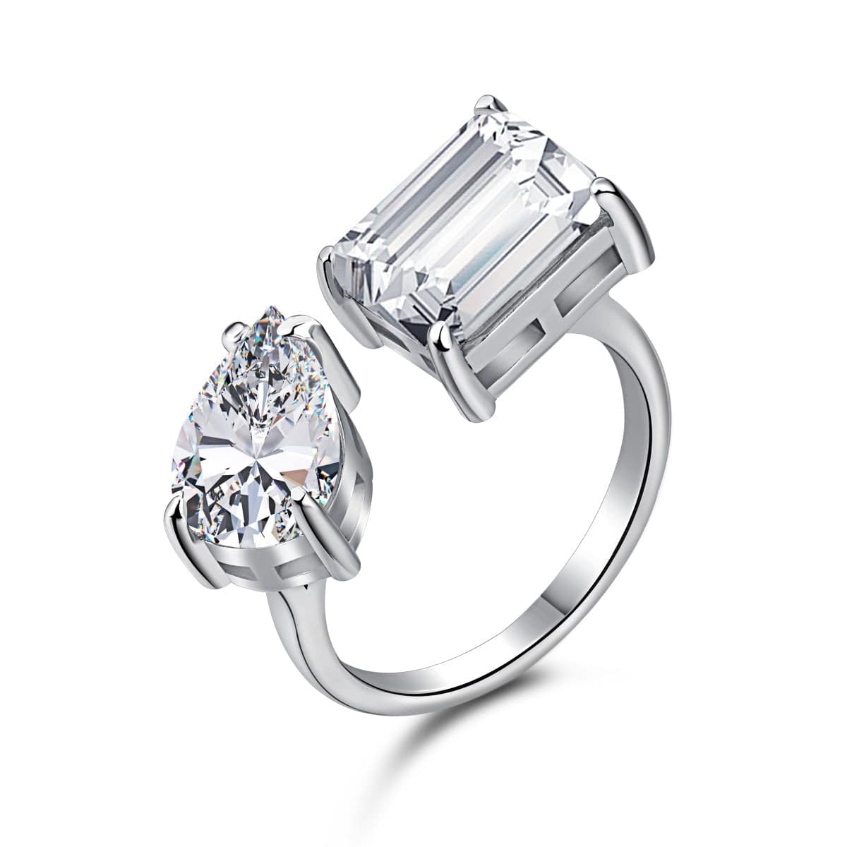 Kylie Dupe Double Stone Diamond Adjustable Ring