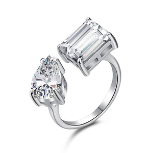 Kylie Dupe Double Stone Diamond Adjustable Ring
