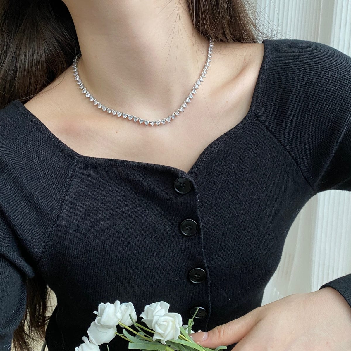 Icy Cold Heart Choker Necklace Two Pearls Shop
